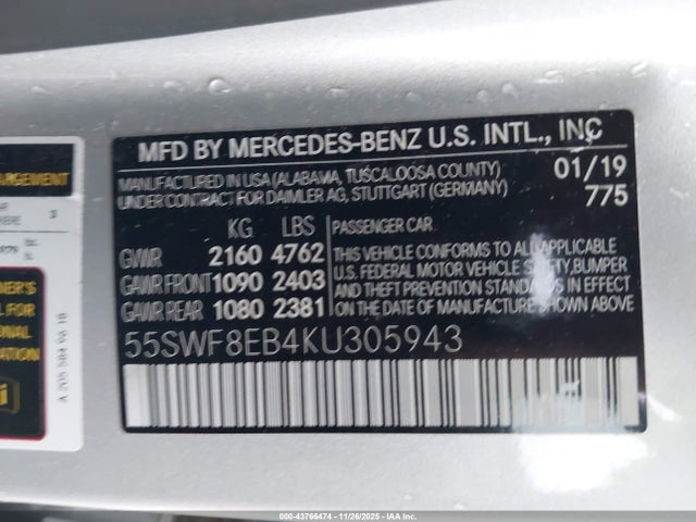 55SWF8EB4KU305943 Mercedes-Benz C 300 4matic