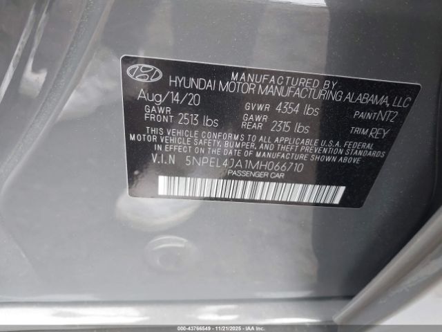 2021 HYUNDAI SONATA 5NPEL4JA1MH066710 Photo 8