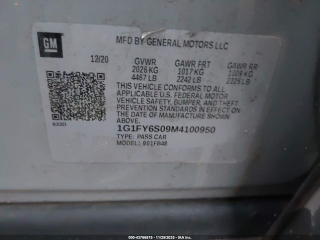 2021 CHEVROLET BOLT EV 1G1FY6S09M4100950 Photo 8