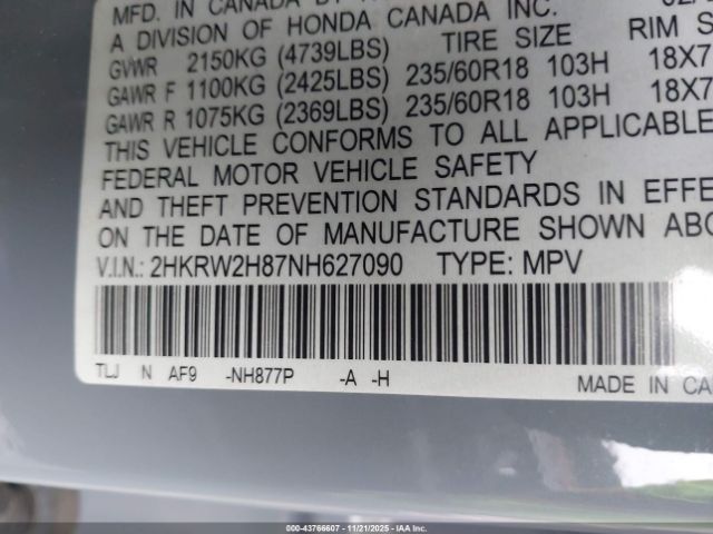 2022 HONDA CR-V 2HKRW2H87NH627090 Photo 8