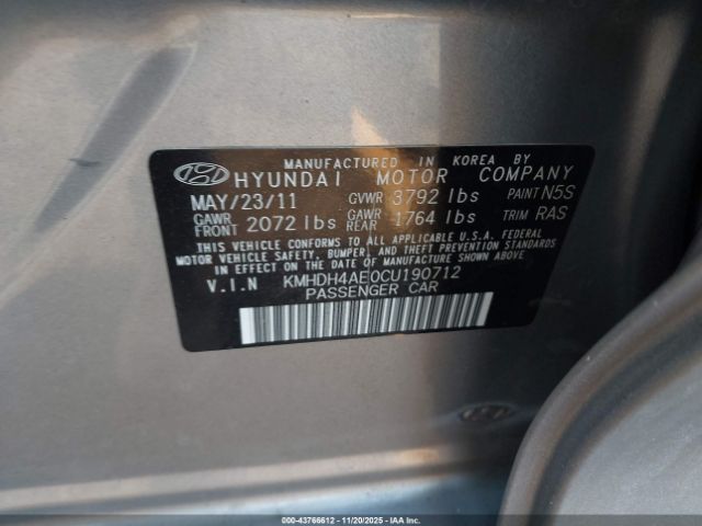 2012 HYUNDAI ELANTRA KMHDH4AE0CU190712 Photo 8