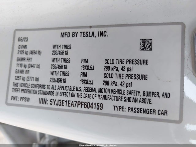2023 TESLA MODEL 3 5YJ3E1EA7PF604159 Photo 8