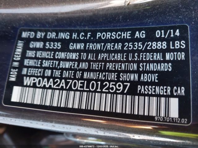 2014 PORSCHE PANAMERA WP0AA2A70EL012597 Photo 8