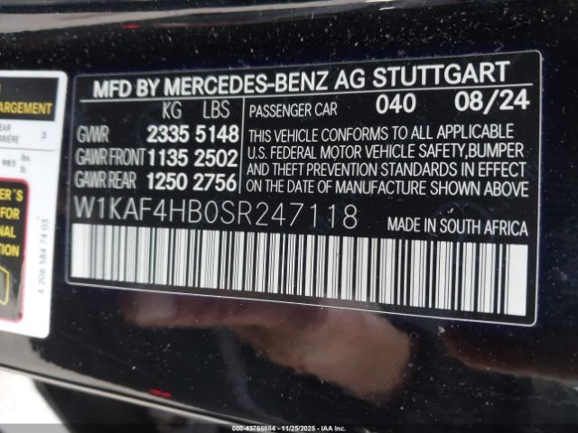 2025 MERCEDES-BENZ C 300 W1KAF4HB0SR247118 Photo 8