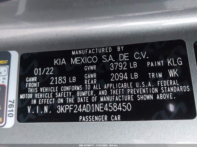 KIA Forte Lxs 2022 3KPF24AD1NE458450 Image 9