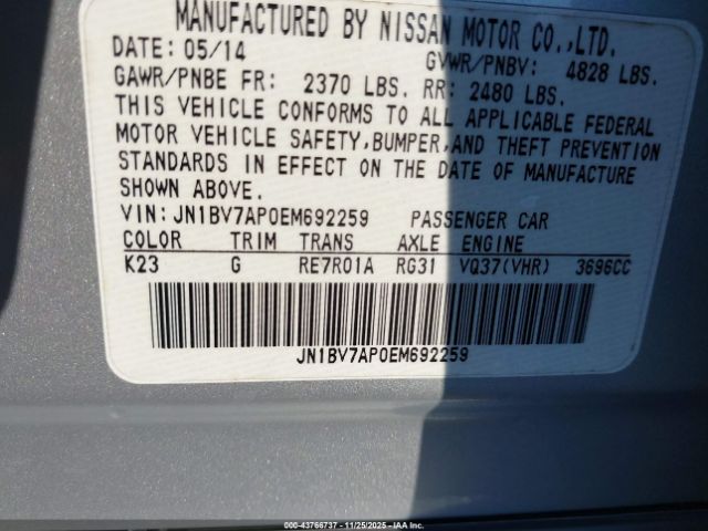 2014 INFINITI Q50 JN1BV7AP0EM692259 Photo 8