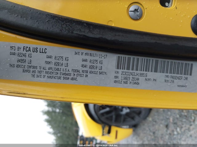 2C3CDZAG3JH199516 Dodge Challenger Sxt
