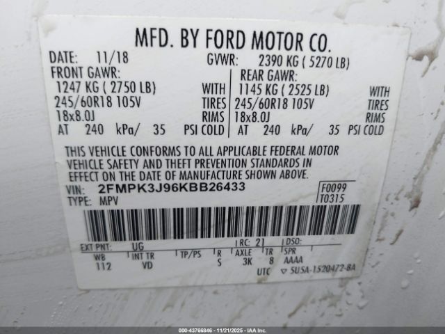 2019 FORD EDGE 2FMPK3J96KBB26433 Photo 8