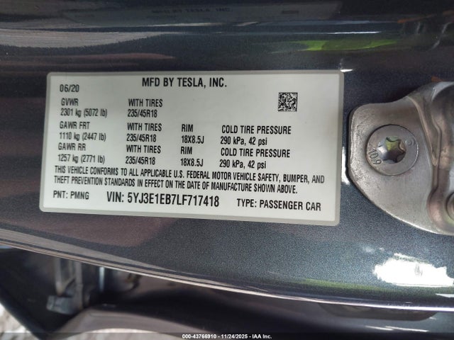 2020 TESLA MODEL 3 5YJ3E1EB7LF717418 Photo 8