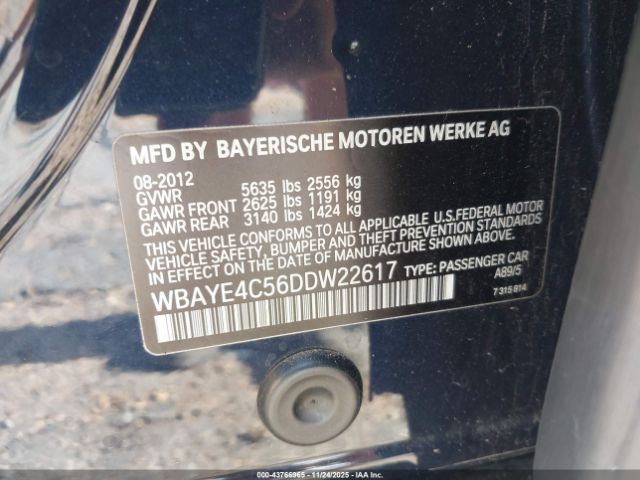 2013 BMW 740LI WBAYE4C56DDW22617 Photo 8