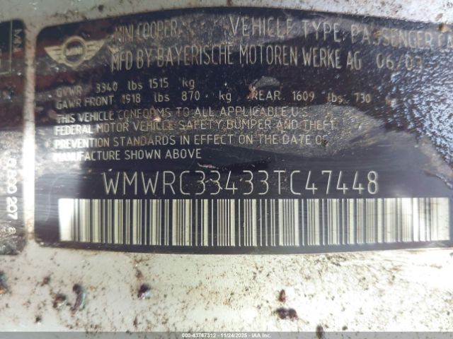 2003 MINI COOPER WMWRC33433TC47448 Photo 8