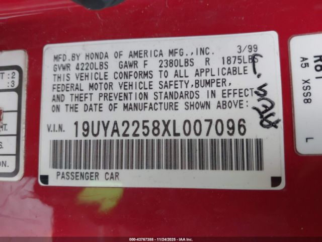 1999 ACURA CL 19UYA2258XL007096 Photo 8