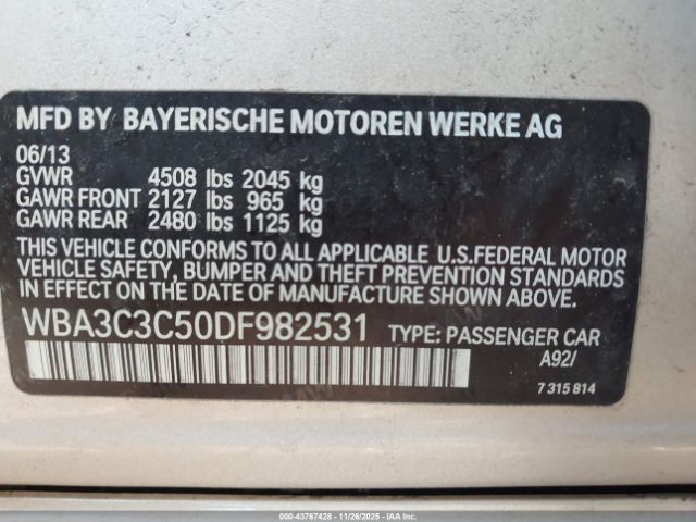 2013 BMW 320I WBA3C3C50DF982531 Photo 8