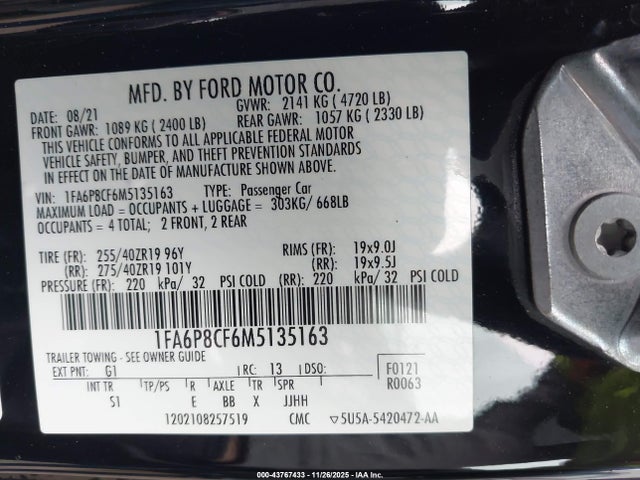 Ford Mustang Gt Premium Fastback 2021 1FA6P8CF6M5135163 Image 9