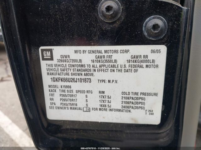 2006 GMC YUKON XL 1500 1GKFK66U26J101873 Photo 8