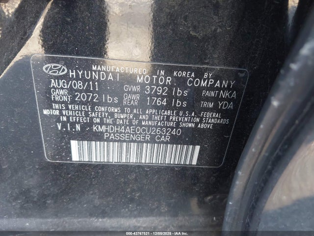 2012 HYUNDAI ELANTRA KMHDH4AE0CU263240 Photo 8