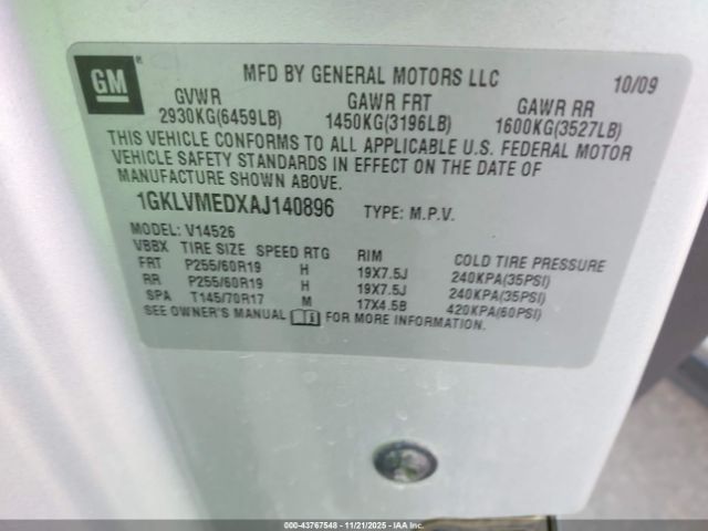 2010 GMC ACADIA 1GKLVMEDXAJ140896 Photo 8