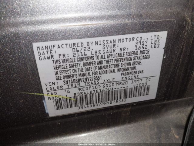 2022 NISSAN SENTRA 3N1AB8BV2NY278551 Photo 8