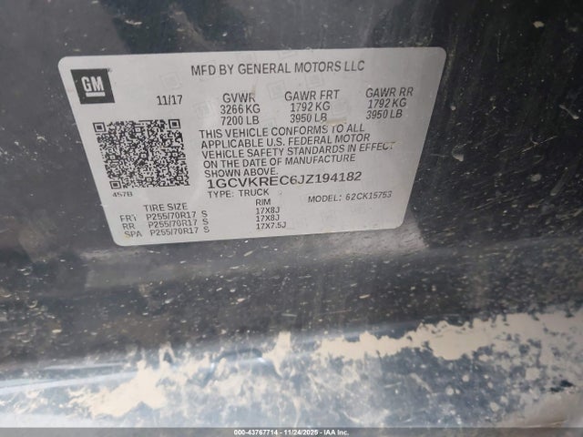 1GCVKREC6JZ194182 Chevrolet Silverado 1500 1lt