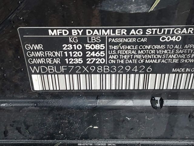 2008 MERCEDES-BENZ E 550 WDBUF72X98B329426 Photo 8