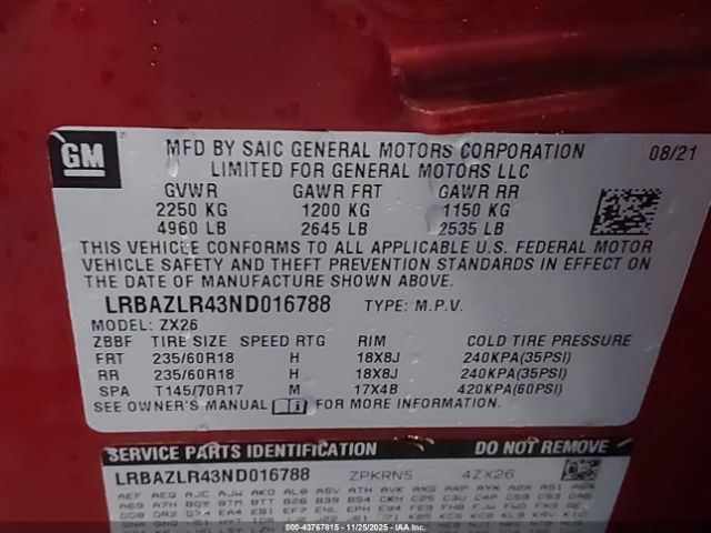 2022 BUICK ENVISION LRBAZLR43ND016788 Photo 8