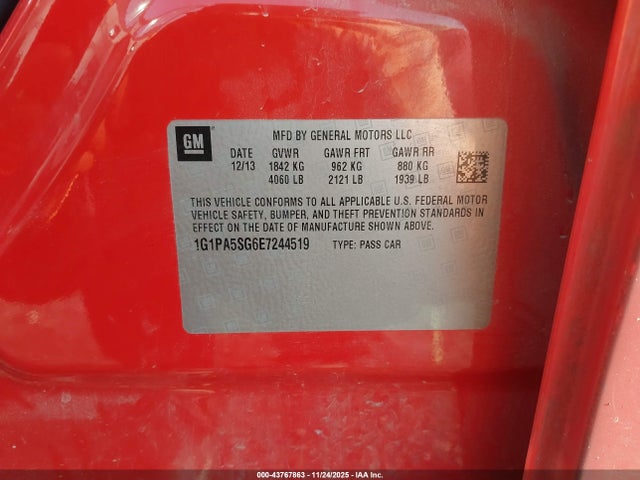 1G1PA5SG6E7244519 Chevrolet Cruze Ls Auto