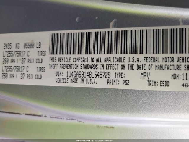 2008 JEEP WRANGLER 1J4GA69148L545729 Photo 8