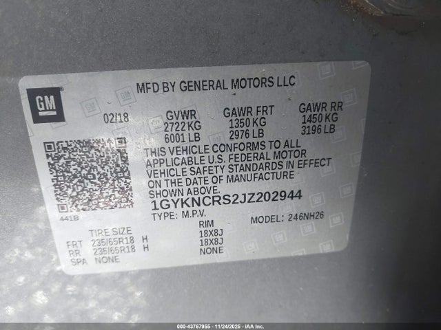 2018 CADILLAC XT5 1GYKNCRS2JZ202944 Photo 8