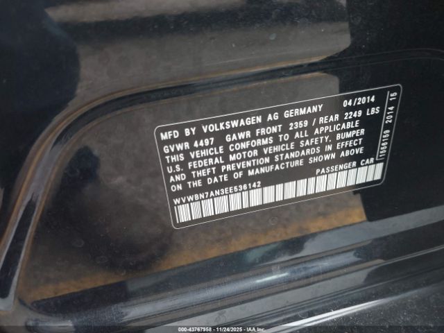 2014 VOLKSWAGEN CC WVWBN7AN3EE536142 Photo 8