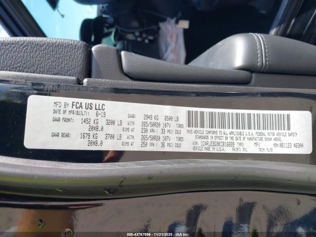 2019 JEEP GRAND CHEROKEE 1C4RJEBG9KC816699 Photo 8