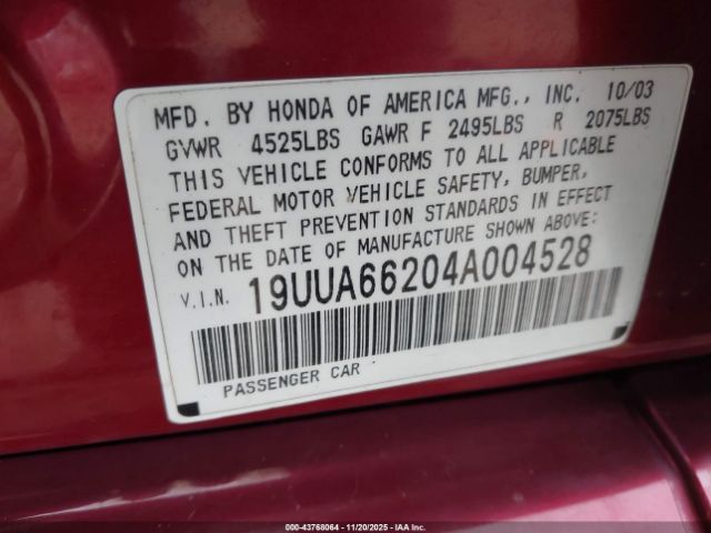 2004 ACURA TL 19UUA66204A004528 Photo 8