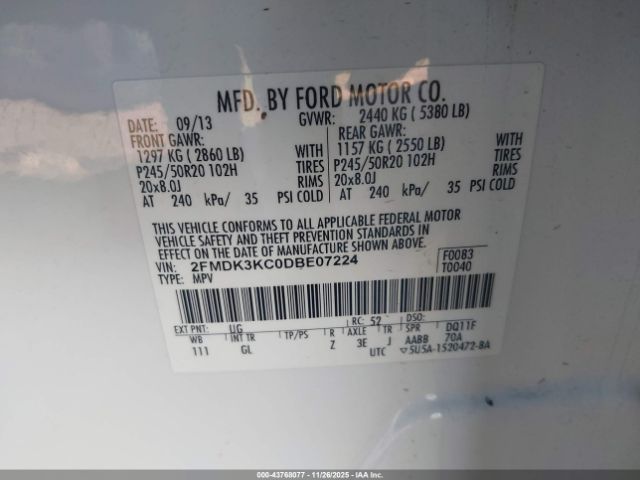 2013 FORD EDGE 2FMDK3KC0DBE07224 Photo 8