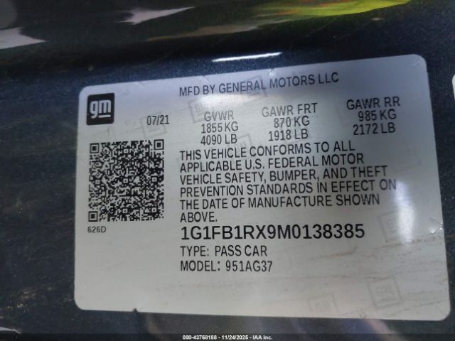 2021 CHEVROLET CAMARO 1G1FB1RX9M0138385 Photo 8