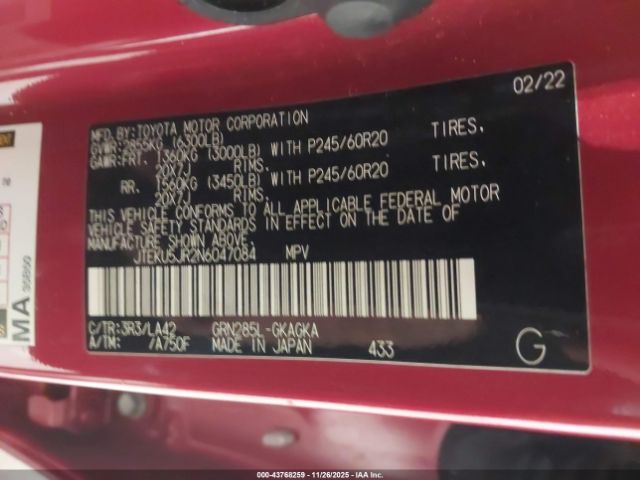 2022 TOYOTA 4RUNNER JTEKU5JR2N6047084 Photo 8