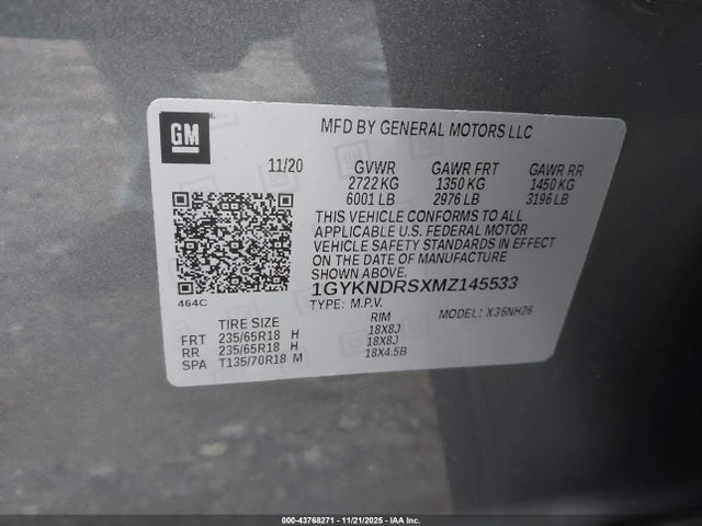 2021 CADILLAC XT5 1GYKNDRSXMZ145533 Photo 8