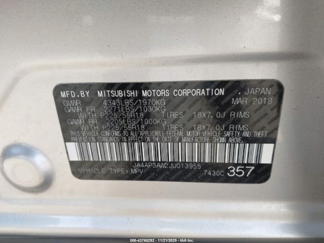 2018 MITSUBISHI OUTLANDER SPORT JA4AP3AW2JU013955 Photo 8