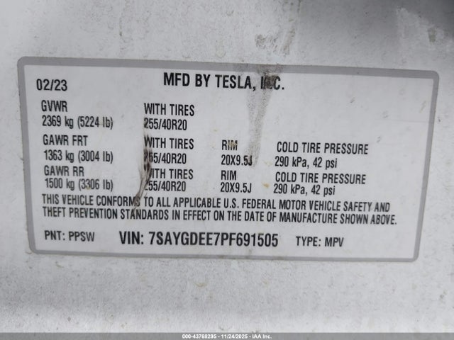 2023 TESLA MODEL Y 7SAYGDEE7PF691505 Photo 8