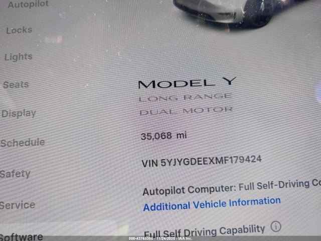5YJYGDEEXMF179424 Tesla Model Y Long Range Dual Motor All-wheel Drive