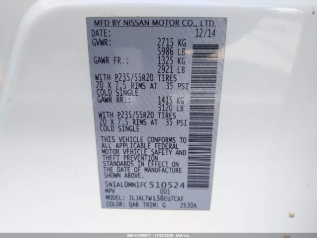 2015 INFINITI QX60 5N1AL0MN1FC510524 Photo 8