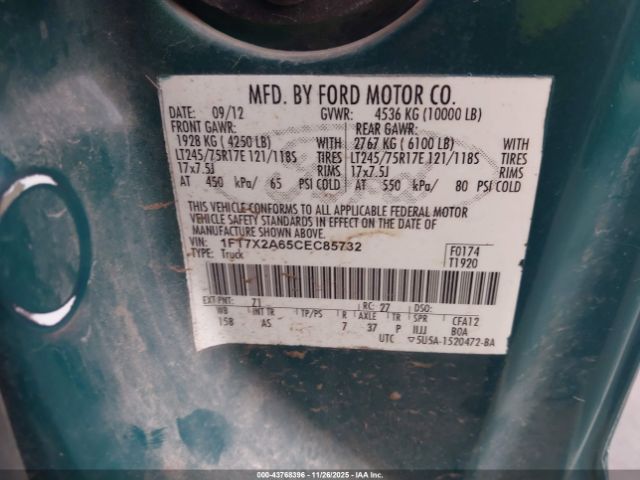 2012 FORD F-250 1FT7X2A65CEC85732 Photo 8
