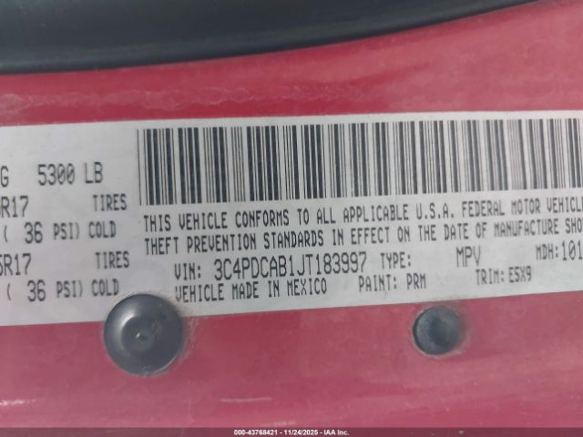 2018 DODGE JOURNEY 3C4PDCAB1JT183997 Photo 8