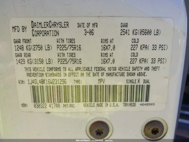 2006 JEEP LIBERTY 1J4GL48K16W231296 Photo 8