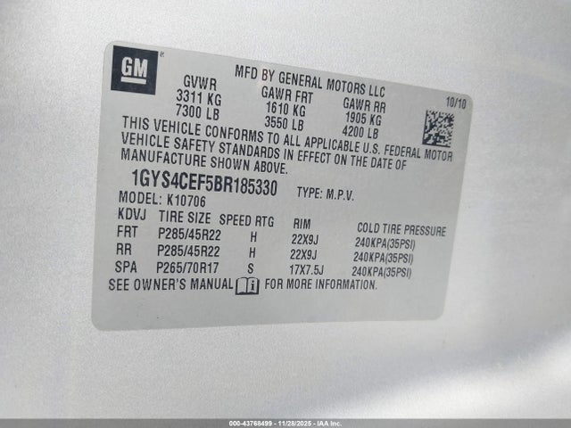 2011 CADILLAC ESCALADE 1GYS4CEF5BR185330 Photo 8