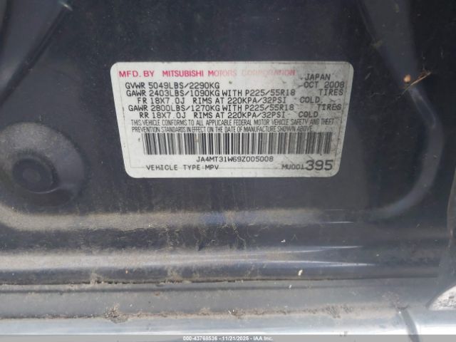 2009 MITSUBISHI OUTLANDER JA4MT31W69Z005008 Photo 8