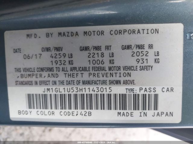 2017 MAZDA MAZDA6 JM1GL1U53H1143015 Photo 8