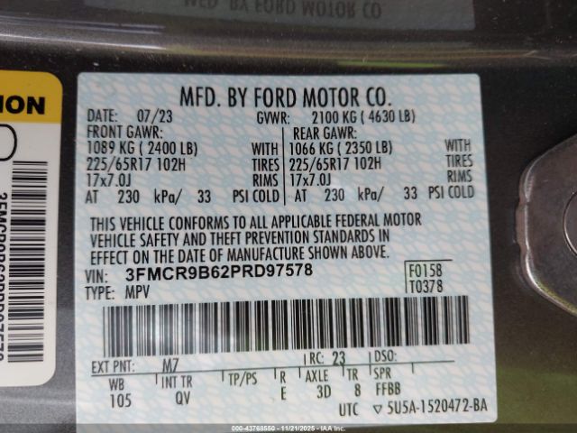 2023 FORD BRONCO SPORT 3FMCR9B62PRD97578 Photo 8