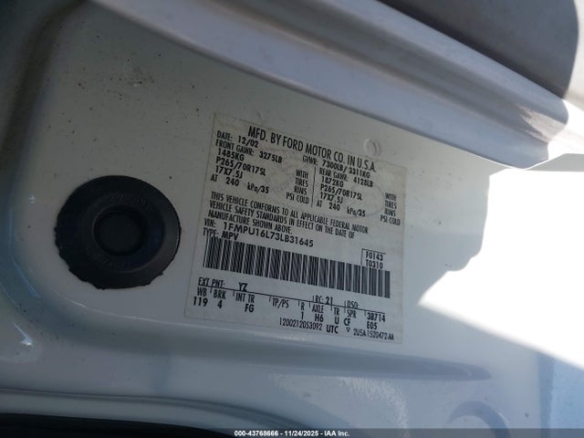 Продаж на аукціоні авто 2003 Ford Expedition Xlt, vin: 1FMPU16L73LB31645, номер лоту: 43768666