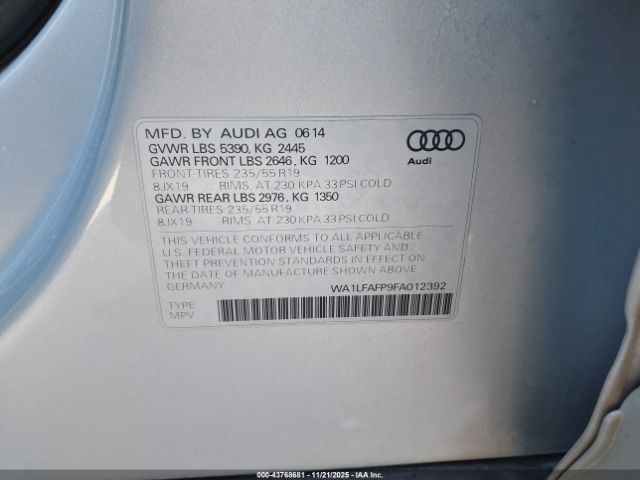 2015 AUDI Q5 WA1LFAFP9FA012392 Photo 8