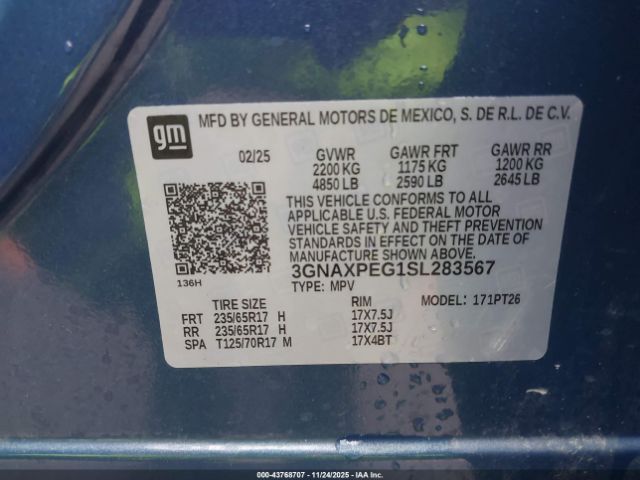 2025 CHEVROLET EQUINOX 3GNAXPEG1SL283567 Photo 8