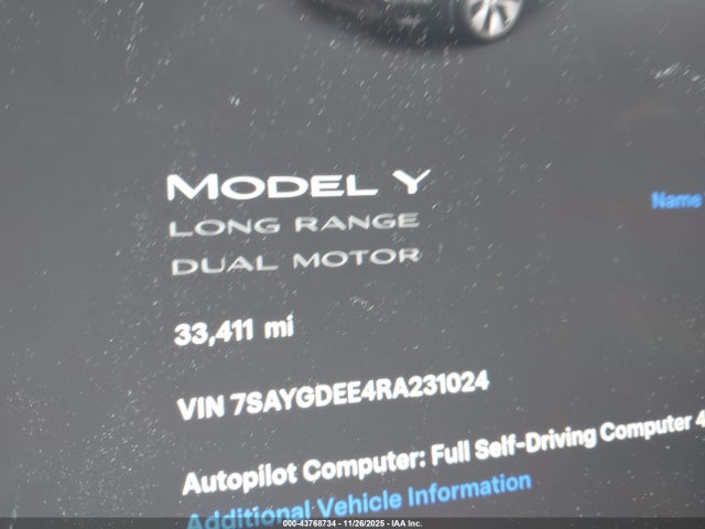 2024 TESLA MODEL Y 7SAYGDEE4RA231024 Photo 6
